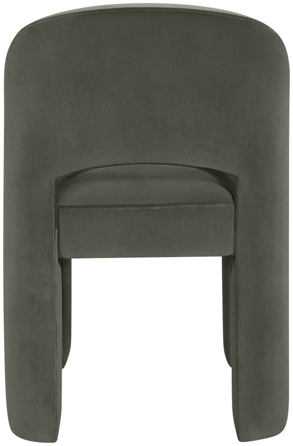 Meridian Furniture Celine Sculptural Velvet Dining Chair with Stain Resistant Upholstery for Modern Rooms Green 88013Green-C