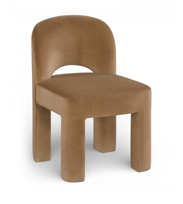 Meridian Furniture Celine Sculptural Velvet Dining Chair with Stain Resistant Upholstery for Modern Rooms Saddle 88013Saddle-C