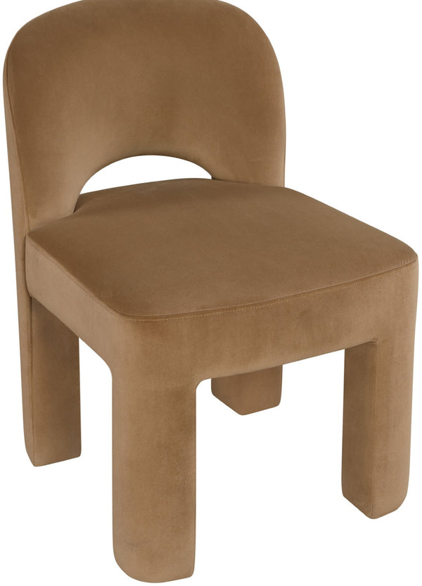 Meridian Furniture Celine Sculptural Velvet Dining Chair with Stain Resistant Upholstery for Modern Rooms Saddle 88013Saddle-C