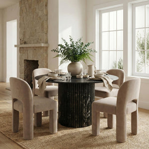 Meridian Furniture Celine Sculptural Velvet Dining Chair with Stain Resistant Upholstery for Modern Rooms Taupe 88013Taupe-C