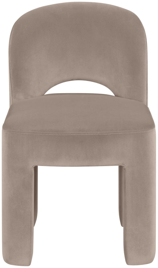 Meridian Furniture Celine Sculptural Velvet Dining Chair with Stain Resistant Upholstery for Modern Rooms Taupe 88013Taupe-C