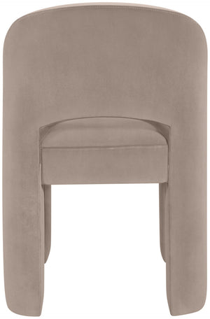 Meridian Furniture Celine Sculptural Velvet Dining Chair with Stain Resistant Upholstery for Modern Rooms Taupe 88013Taupe-C