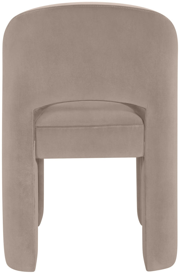 Meridian Furniture Celine Sculptural Velvet Dining Chair with Stain Resistant Upholstery for Modern Rooms Taupe 88013Taupe-C