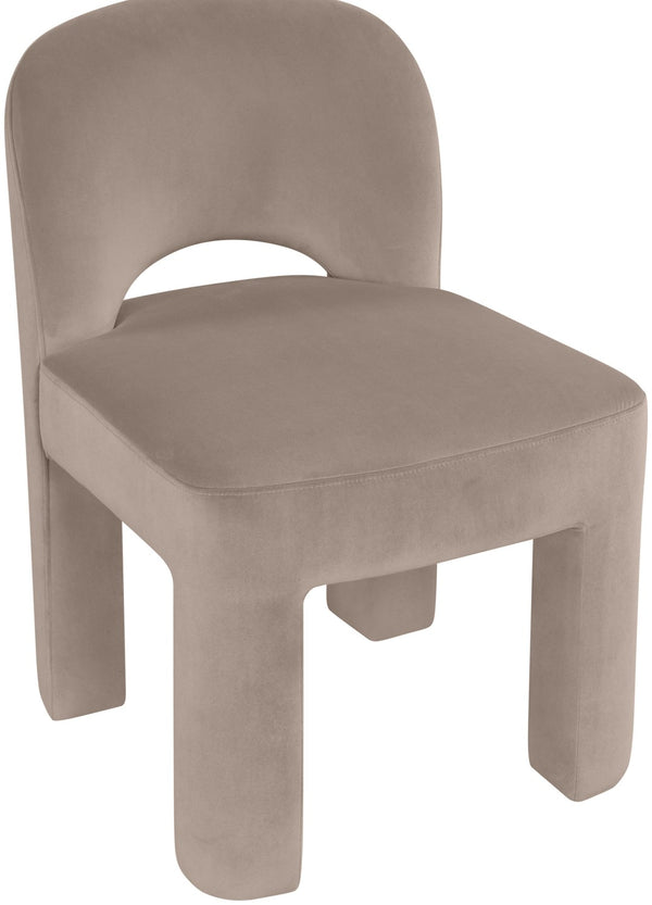 Meridian Furniture Celine Sculptural Velvet Dining Chair with Stain Resistant Upholstery for Modern Rooms Taupe 88013Taupe-C