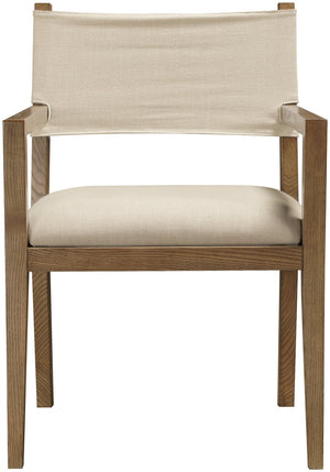 Meridian Furniture Avon Linen Performance Upholstered Arm Chair with Solid Ash Frame for Dining Rooms 88014Beige-AC