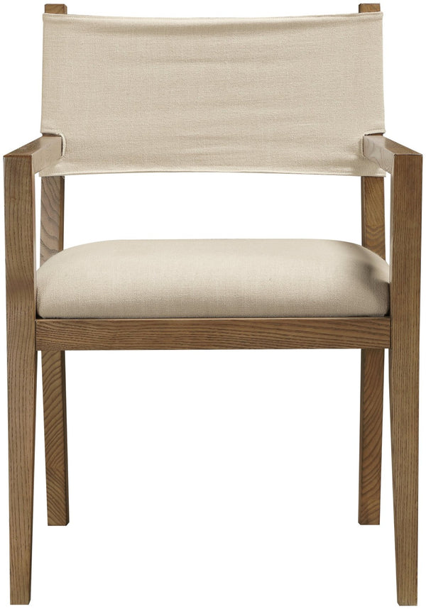 Meridian Furniture Avon Linen Performance Upholstered Arm Chair with Solid Ash Frame for Dining Rooms 88014Beige-AC