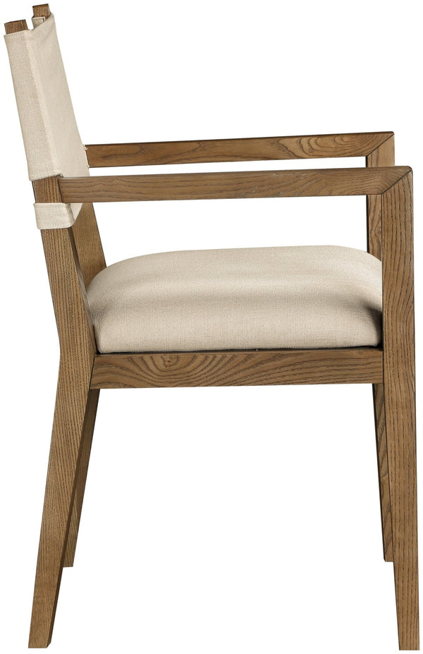 Meridian Furniture Avon Linen Performance Upholstered Arm Chair with Solid Ash Frame for Dining Rooms 88014Beige-AC