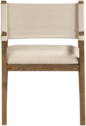Meridian Furniture Avon Linen Performance Upholstered Arm Chair with Solid Ash Frame for Dining Rooms 88014Beige-AC
