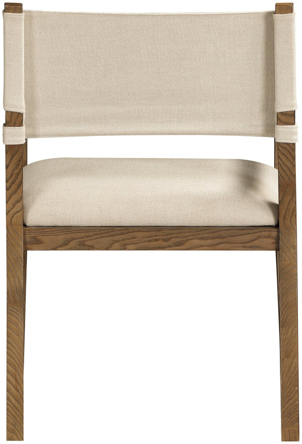 Meridian Furniture Avon Linen Performance Upholstered Arm Chair with Solid Ash Frame for Dining Rooms 88014Beige-AC