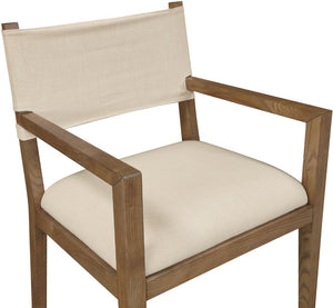 Meridian Furniture Avon Linen Performance Upholstered Arm Chair with Solid Ash Frame for Dining Rooms 88014Beige-AC