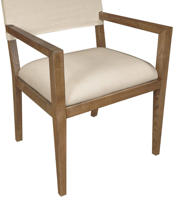 Meridian Furniture Avon Linen Performance Upholstered Arm Chair with Solid Ash Frame for Dining Rooms 88014Beige-AC