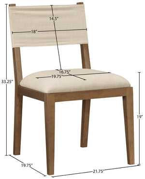 Meridian Furniture Avon Beige Performance Fabric Dining Chair with Solid Ash Frame in Walnut Finish 88014Beige-SC