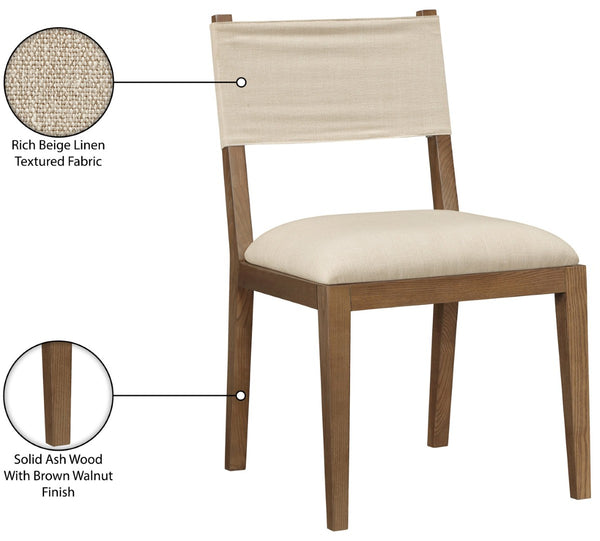 Meridian Furniture Avon Beige Performance Fabric Dining Chair with Solid Ash Frame in Walnut Finish 88014Beige-SC