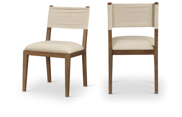 Meridian Furniture Avon Beige Performance Fabric Dining Chair with Solid Ash Frame in Walnut Finish 88014Beige-SC
