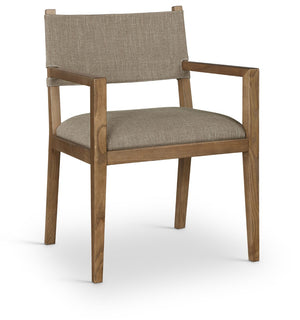 Meridian Furniture Avon Upholstered Arm Chair Solid Ash Frame Linen Performance Fabric Dining Room 88014Brown-AC