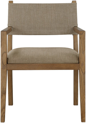 Meridian Furniture Avon Upholstered Arm Chair Solid Ash Frame Linen Performance Fabric Dining Room 88014Brown-AC
