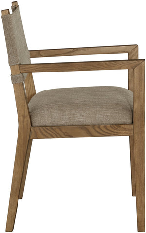 Meridian Furniture Avon Upholstered Arm Chair Solid Ash Frame Linen Performance Fabric Dining Room 88014Brown-AC