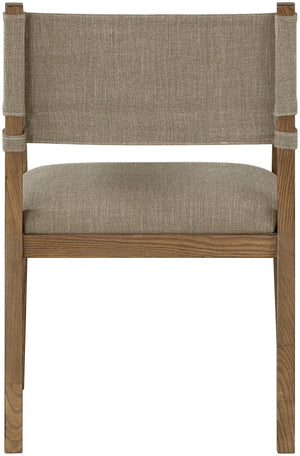 Meridian Furniture Avon Upholstered Arm Chair Solid Ash Frame Linen Performance Fabric Dining Room 88014Brown-AC