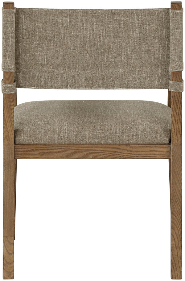 Meridian Furniture Avon Upholstered Arm Chair Solid Ash Frame Linen Performance Fabric Dining Room 88014Brown-AC