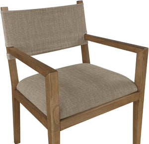 Meridian Furniture Avon Upholstered Arm Chair Solid Ash Frame Linen Performance Fabric Dining Room 88014Brown-AC