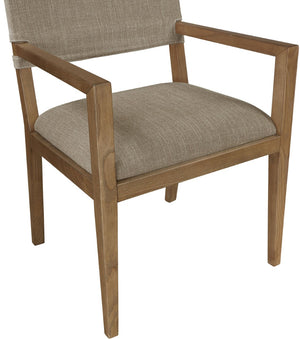 Meridian Furniture Avon Upholstered Arm Chair Solid Ash Frame Linen Performance Fabric Dining Room 88014Brown-AC