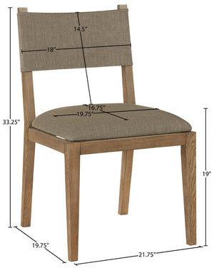 Meridian Furniture Avon Upholstered Dining Chair with Ash Wood Frame and Stain Resistant Linen Fabric 88014Brown-SC