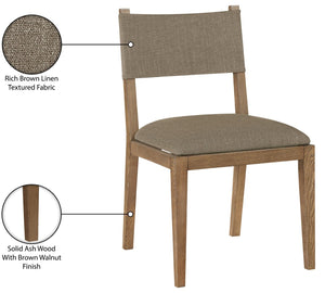 Meridian Furniture Avon Upholstered Dining Chair with Ash Wood Frame and Stain Resistant Linen Fabric 88014Brown-SC