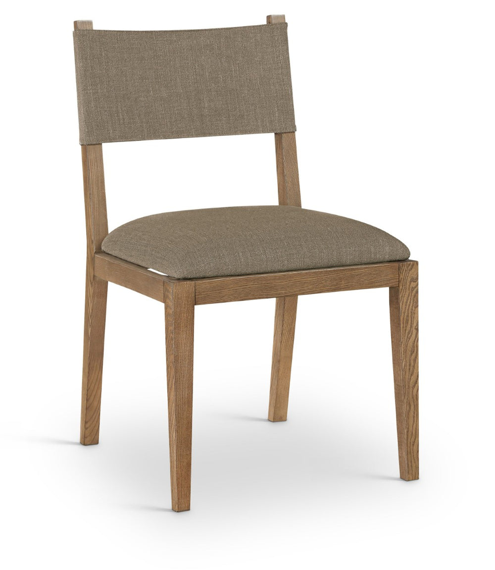Meridian Furniture Avon Upholstered Dining Chair with Ash Wood Frame and Stain Resistant Linen Fabric 88014Brown-SC