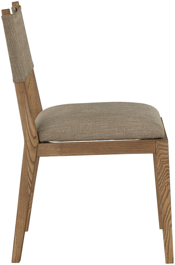 Meridian Furniture Avon Upholstered Dining Chair with Ash Wood Frame and Stain Resistant Linen Fabric 88014Brown-SC