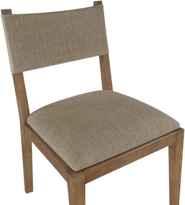 Meridian Furniture Avon Upholstered Dining Chair with Ash Wood Frame and Stain Resistant Linen Fabric 88014Brown-SC