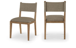 Meridian Furniture Avon Upholstered Dining Chair with Ash Wood Frame and Stain Resistant Linen Fabric 88014Brown-SC
