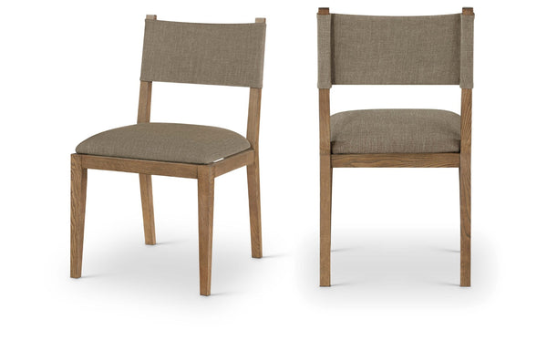 Meridian Furniture Avon Upholstered Dining Chair with Ash Wood Frame and Stain Resistant Linen Fabric 88014Brown-SC