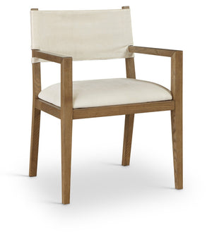 Meridian Furniture Avon Cream Linen Performance Upholstered Arm Chair with Solid Ash Walnut Legs 88014Cream-AC