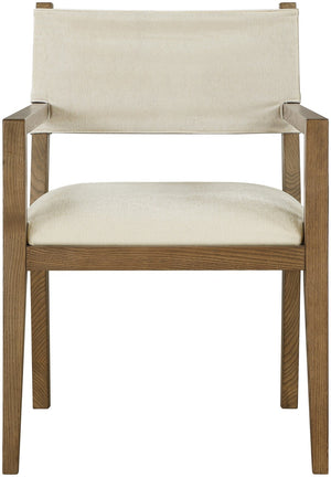 Meridian Furniture Avon Cream Linen Performance Upholstered Arm Chair with Solid Ash Walnut Legs 88014Cream-AC