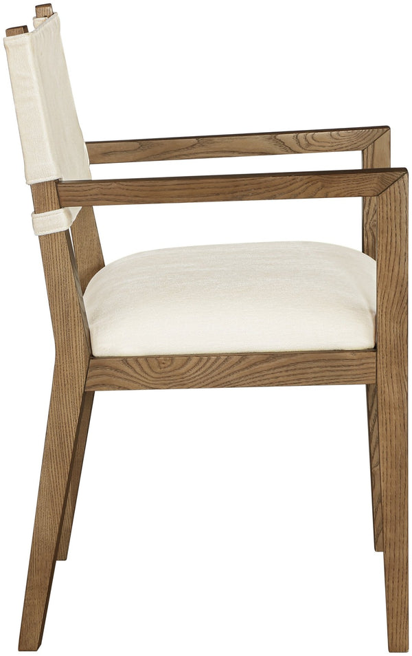 Meridian Furniture Avon Cream Linen Performance Upholstered Arm Chair with Solid Ash Walnut Legs 88014Cream-AC
