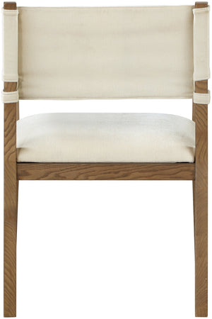Meridian Furniture Avon Cream Linen Performance Upholstered Arm Chair with Solid Ash Walnut Legs 88014Cream-AC