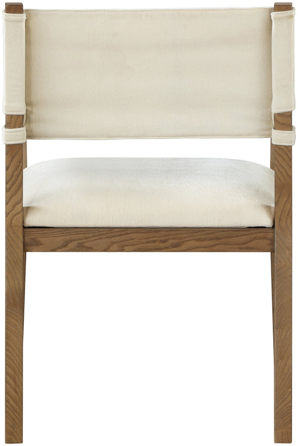 Meridian Furniture Avon Cream Linen Performance Upholstered Arm Chair with Solid Ash Walnut Legs 88014Cream-AC