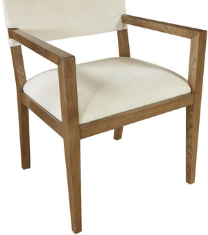 Meridian Furniture Avon Cream Linen Performance Upholstered Arm Chair with Solid Ash Walnut Legs 88014Cream-AC