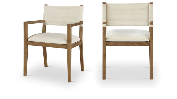 Meridian Furniture Avon Cream Linen Performance Upholstered Arm Chair with Solid Ash Walnut Legs 88014Cream-AC