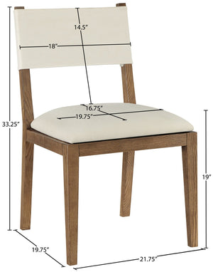 Meridian Furniture Avon Performance Upholstered Side Chair Solid Ash Frame Walnut Legs Dining Room 88014Cream-SC