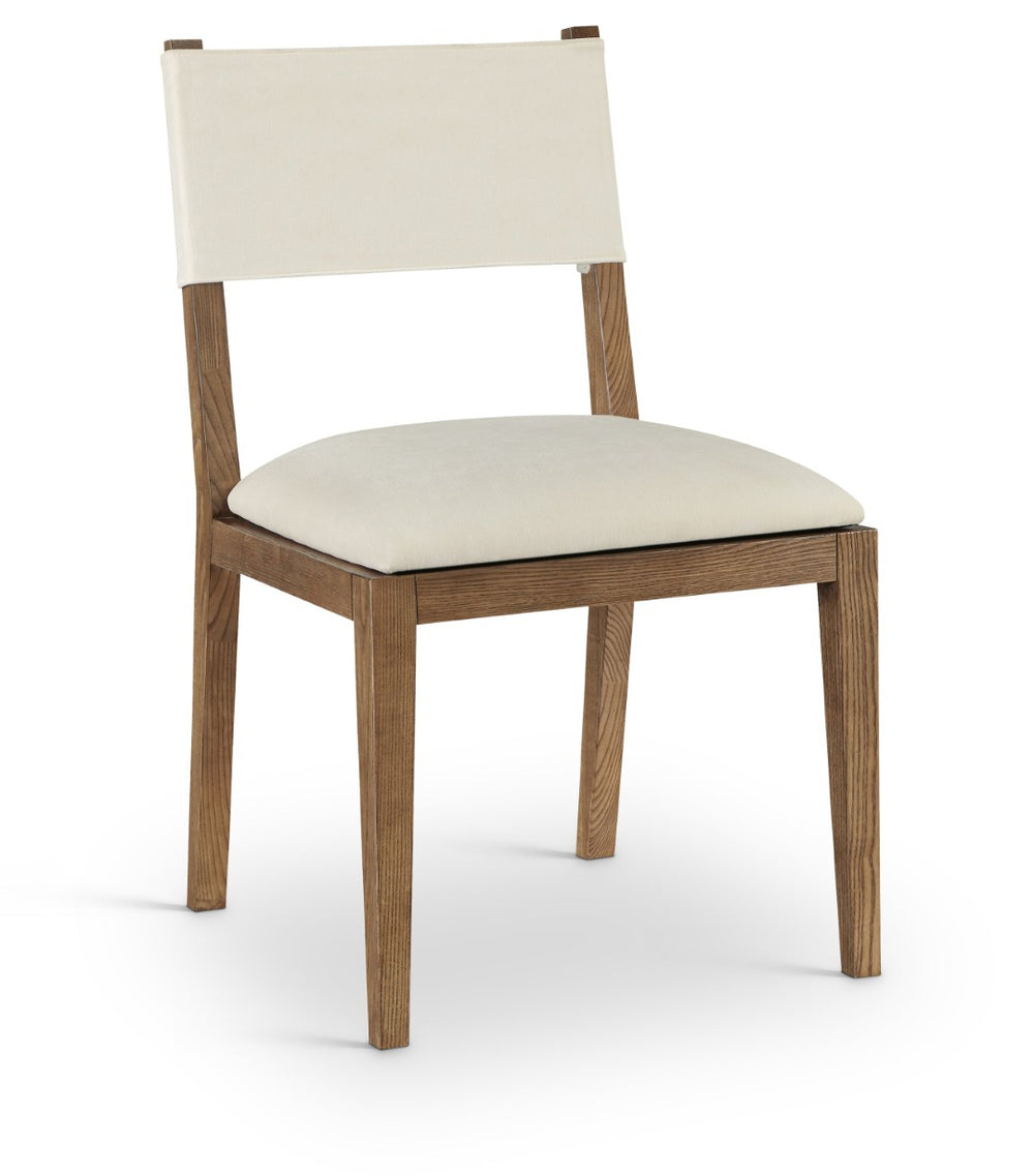 Meridian Furniture Avon Performance Upholstered Side Chair Solid Ash Frame Walnut Legs Dining Room 88014Cream-SC
