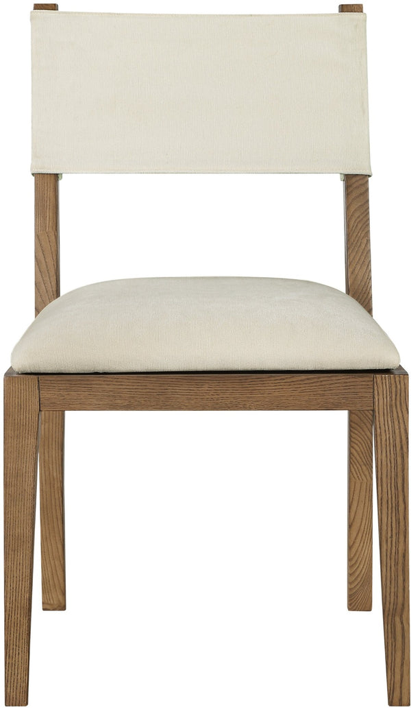 Meridian Furniture Avon Performance Upholstered Side Chair Solid Ash Frame Walnut Legs Dining Room 88014Cream-SC