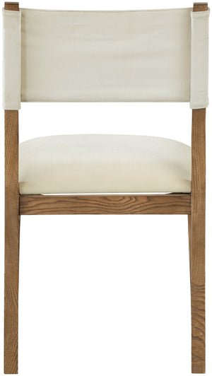 Meridian Furniture Avon Performance Upholstered Side Chair Solid Ash Frame Walnut Legs Dining Room 88014Cream-SC