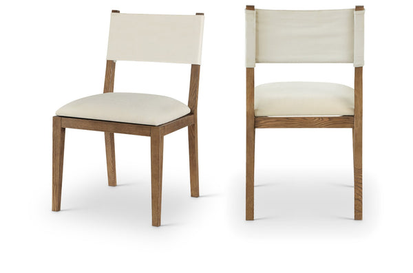 Meridian Furniture Avon Performance Upholstered Side Chair Solid Ash Frame Walnut Legs Dining Room 88014Cream-SC