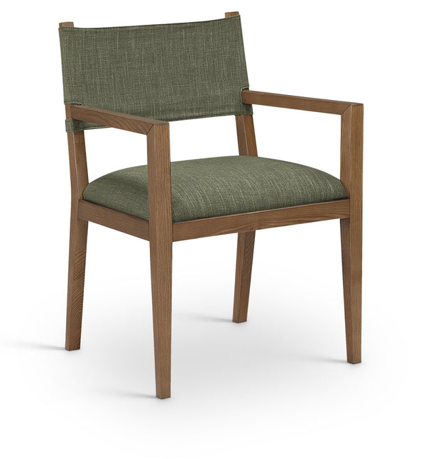 Meridian Furniture Avon Olive Performance Fabric Arm Chair with Ash Wood Frame for Dining Rooms 88014Olive-AC