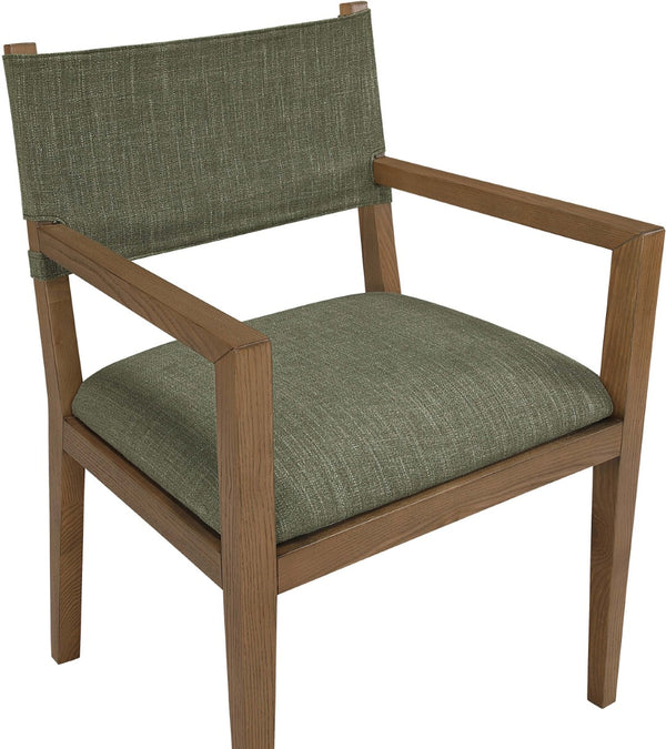 Meridian Furniture Avon Olive Performance Fabric Arm Chair with Ash Wood Frame for Dining Rooms 88014Olive-AC