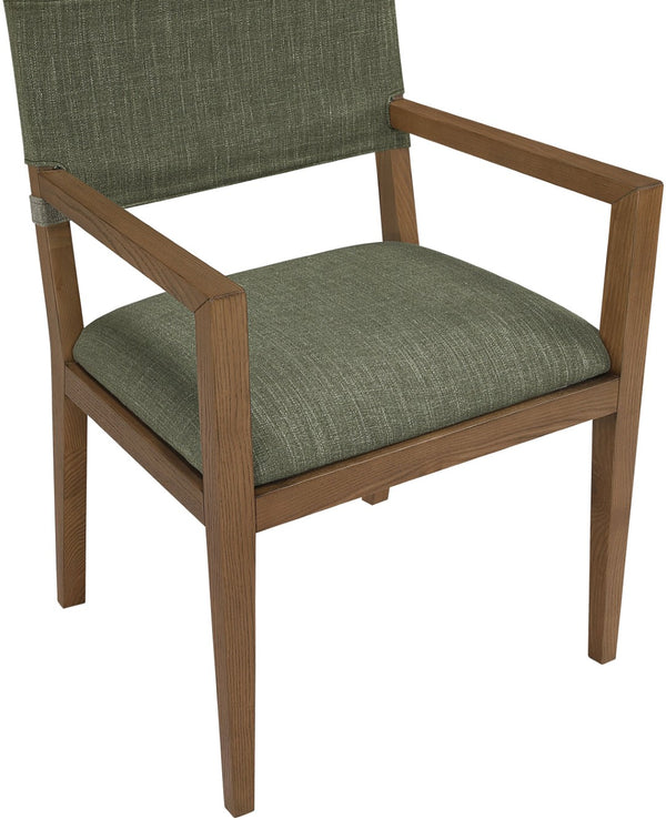 Meridian Furniture Avon Olive Performance Fabric Arm Chair with Ash Wood Frame for Dining Rooms 88014Olive-AC