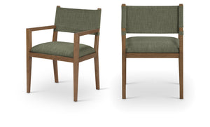 Meridian Furniture Avon Olive Performance Fabric Arm Chair with Ash Wood Frame for Dining Rooms 88014Olive-AC