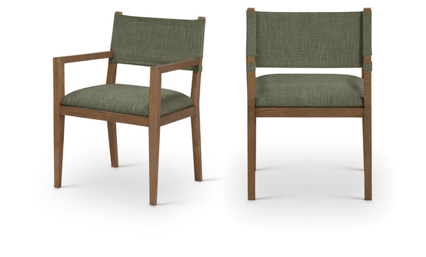 Meridian Furniture Avon Olive Performance Fabric Arm Chair with Ash Wood Frame for Dining Rooms 88014Olive-AC