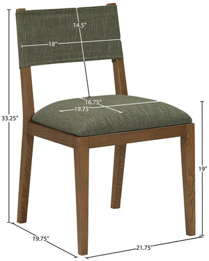 Meridian Furniture Avon Olive Linen Performance Upholstered Side Chair with Solid Ash Wood Frame 88014Olive-SC